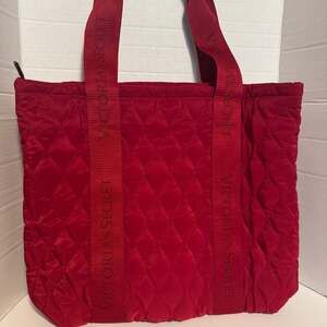 Victoria's Secret Red Quilted  Puffer Tote Bag